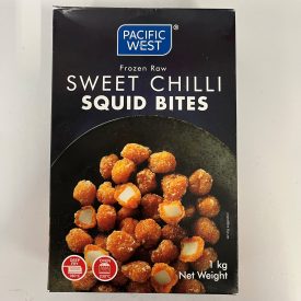 Pacific West - Frozen Raw Sweet Chilli Squid Bites.