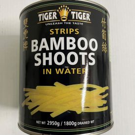 Tiger-Tiger Strips Bamboo Shoots in Water.